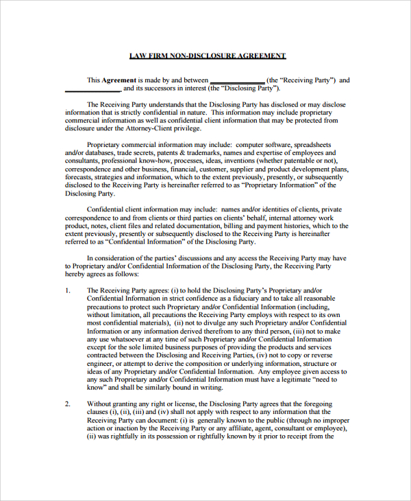 law firm employment confidentiality agreement
