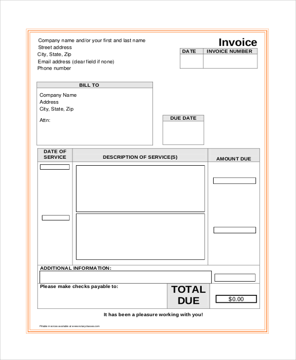 blank billing invoice 