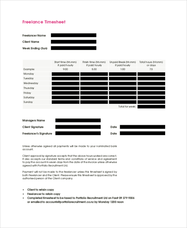 8  Sample Freelance Invoice Templates in PDF MS Word