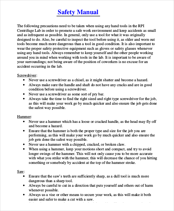 Safety Manual Template