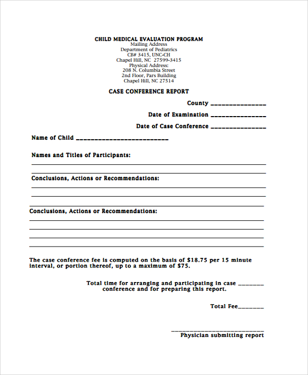 case conference report template