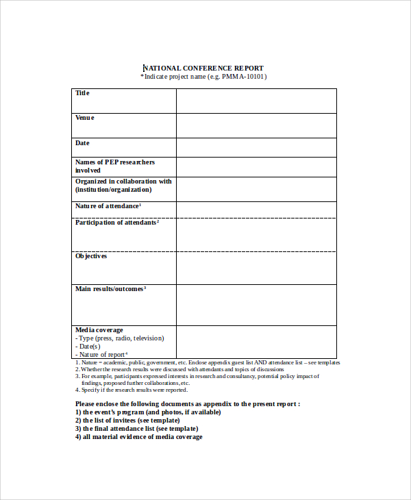 Post Conference Report Template Word