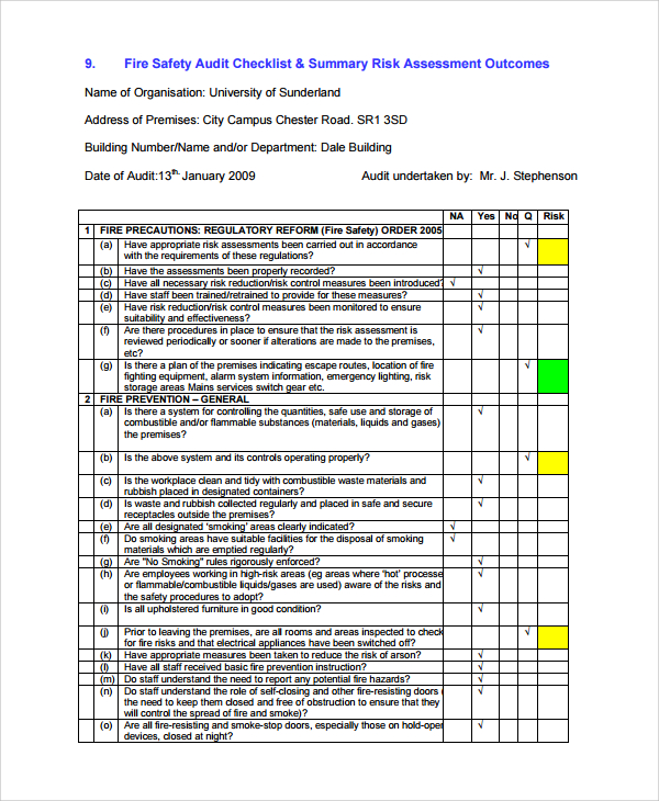 Risk Assessment Report Template