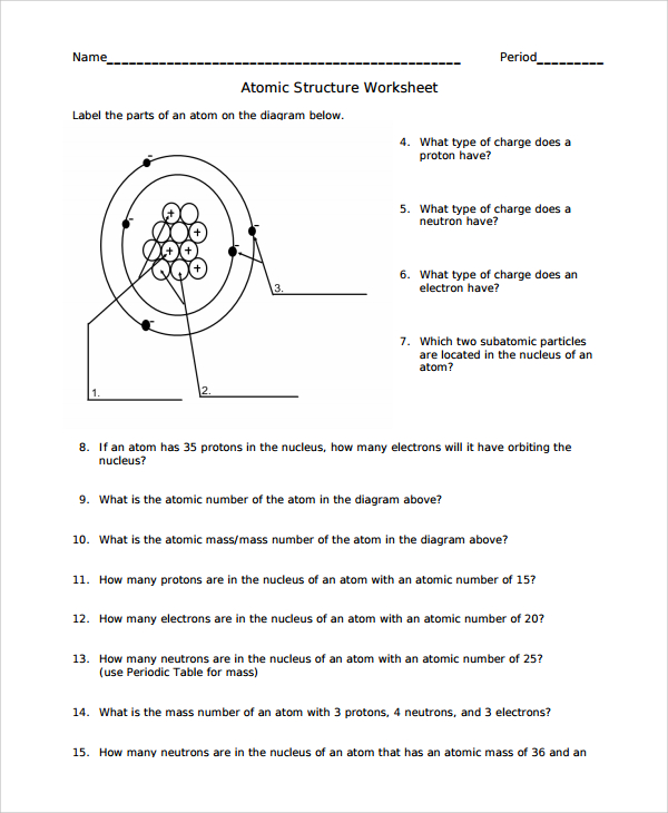 4 atomic structure worksheet answers