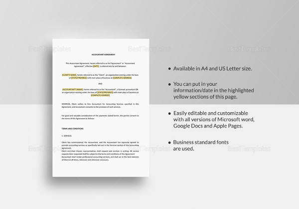 accountant agreement word template