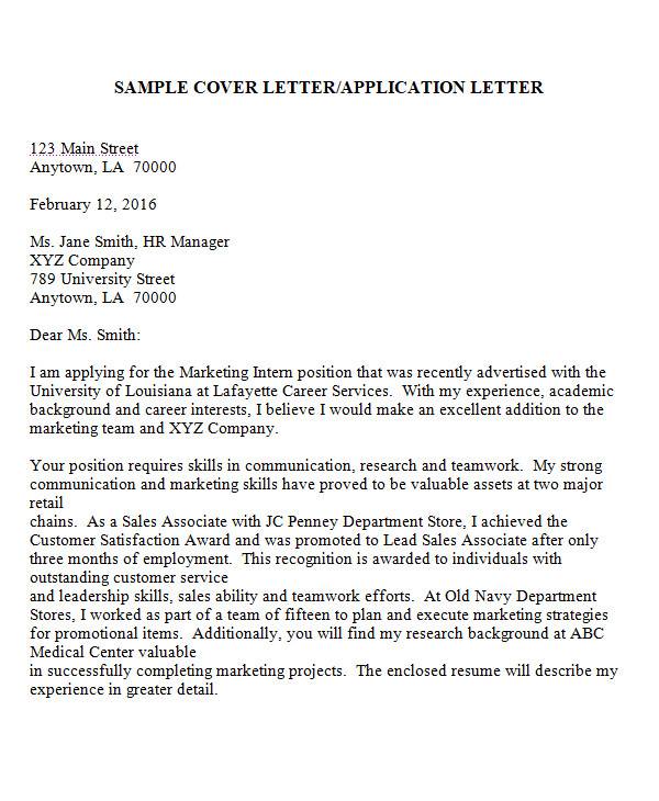 application letter format ms word