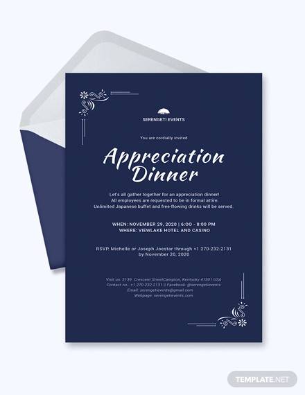appreciation dinner invitation