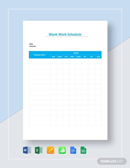 blank work schedule template