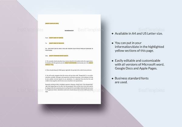 business memo example template