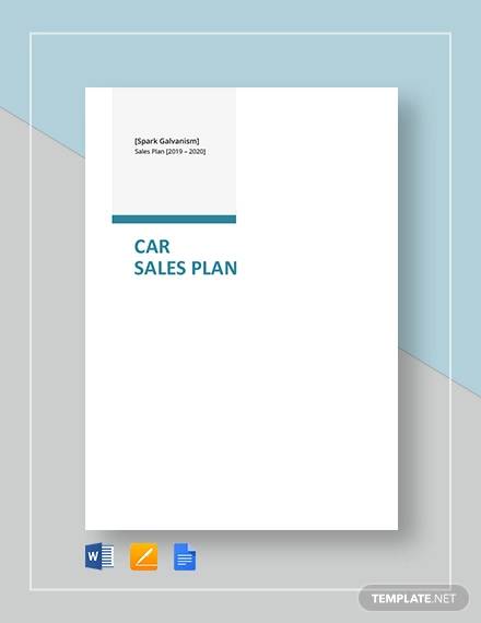 car sales plan template
