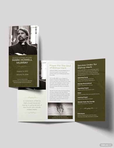 catholic funeral program tri fold brochure template