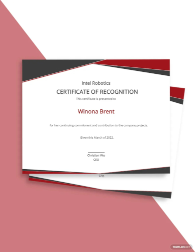 certificate of recognition template