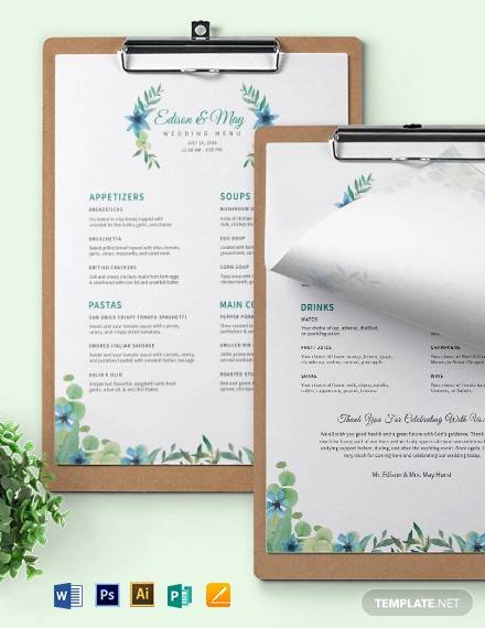 choice wedding menu template