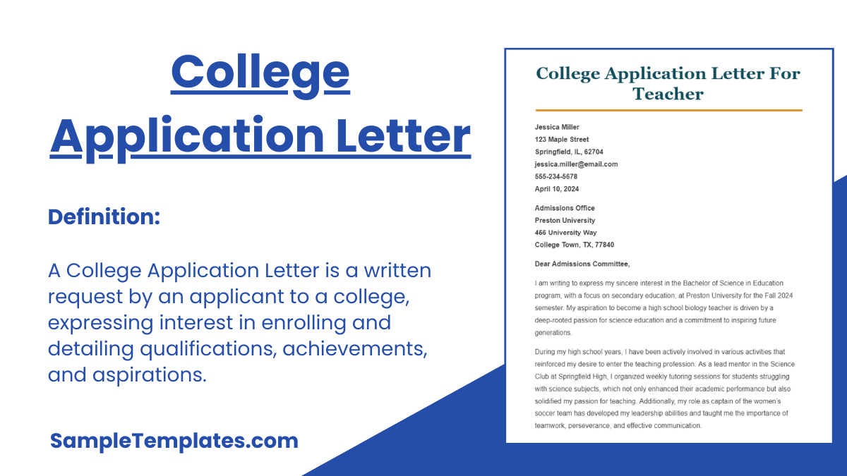 College Application Letter