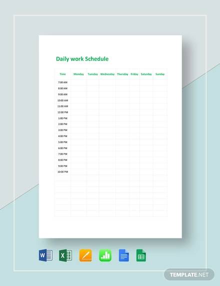 daily work schedule template