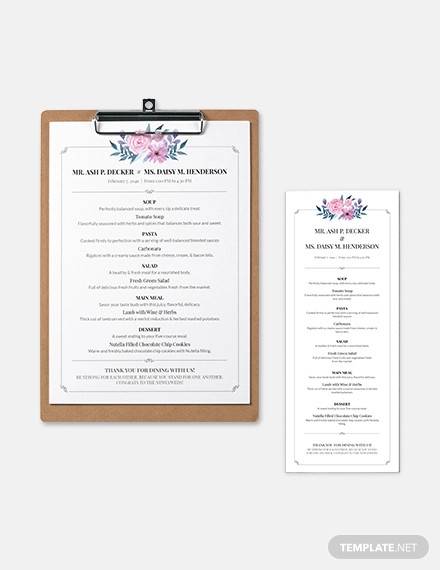 FREE 42 Wedding Menu Templates In PDF PSD MS Word AI EPS