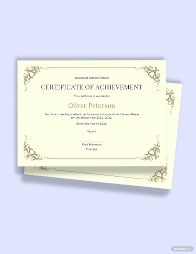 editable academic achievement certificate template