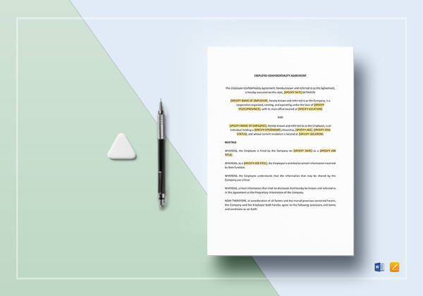 employee confidentiality agreement word template