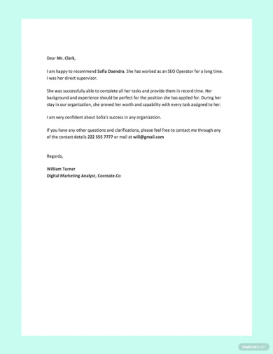 employment reference letter template