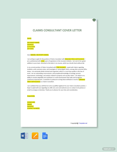 free claims consultant cover letter template