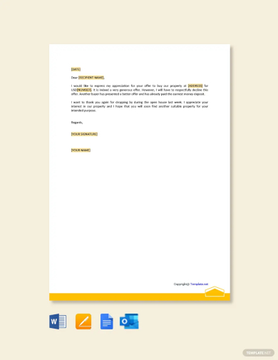 free decline real estate offer letter template