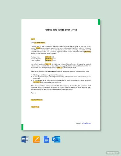 free formal real estate offer letter template