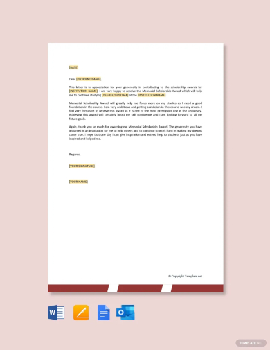 free memorial scholarship thank you letter template