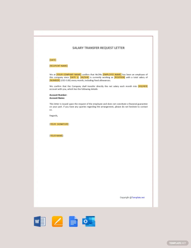 free salary transfer request letter template