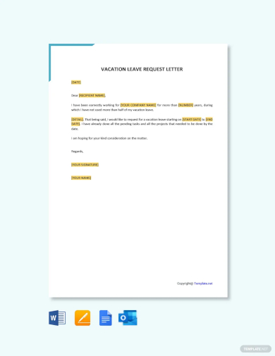 free vacation leave request letter template