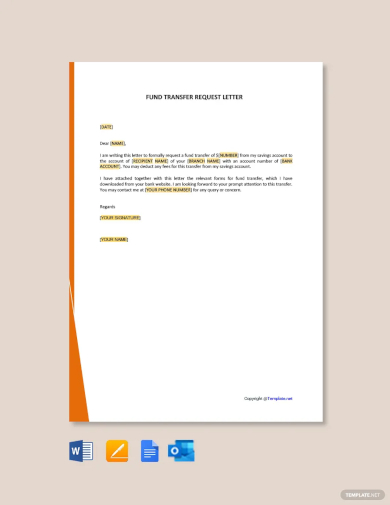 fund transfer request letter template
