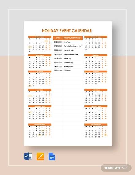 FREE 23  Sample Event Calendar Templates in PDF MS Word Google Docs