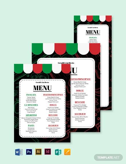 FREE 9 Sample Italian Menus In PSD EPS