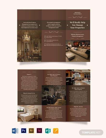 luxury property management tri fold brochure template