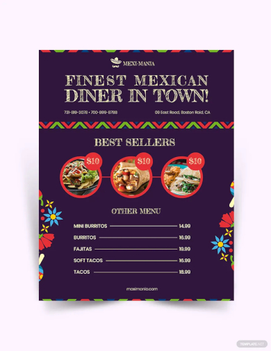 mexican food menu flyer template