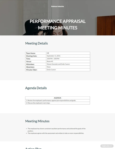 performance appraisal meeting minutes template