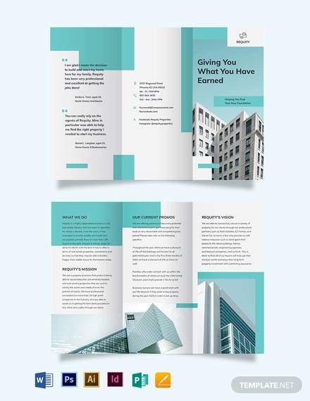 property agent agency tri fold brochure template