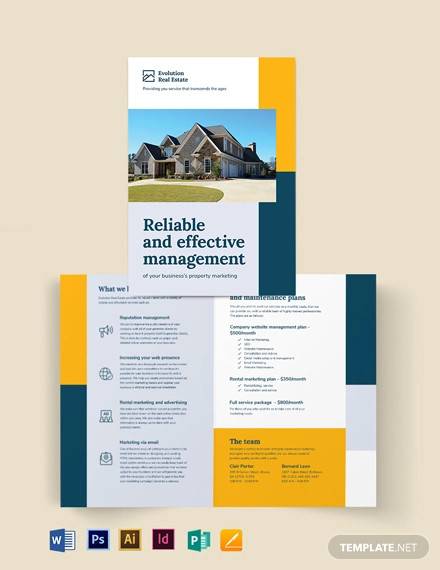property management marketing bi fold brochure template