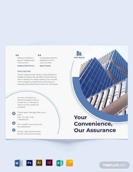 rental property realtor bi fold brochure template