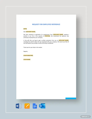 request for employment reference letter template