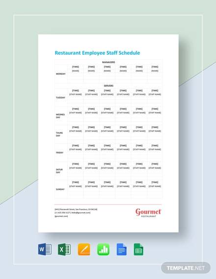 restaurant employee staff schedule