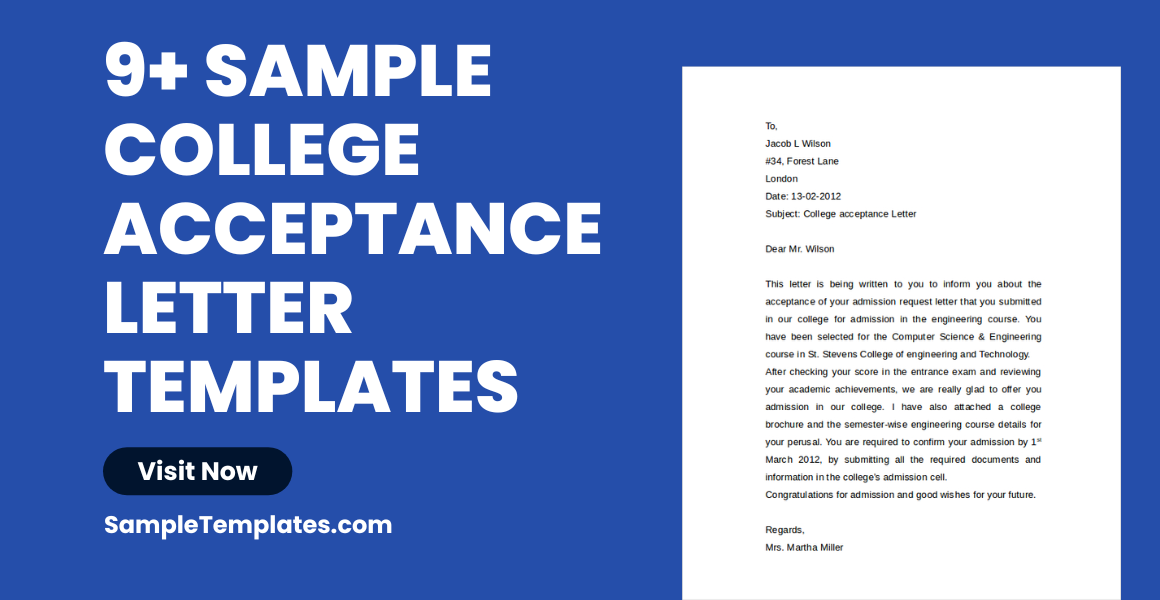 sample college acceptance letter templates