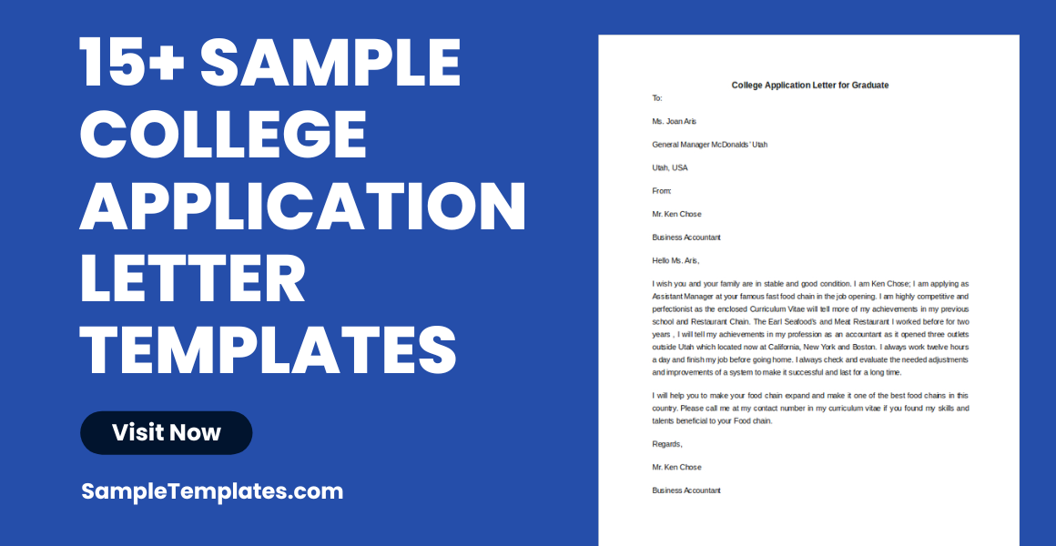 sample college application letter templates