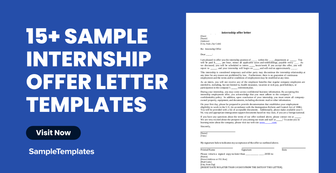 sample internship offer letter template