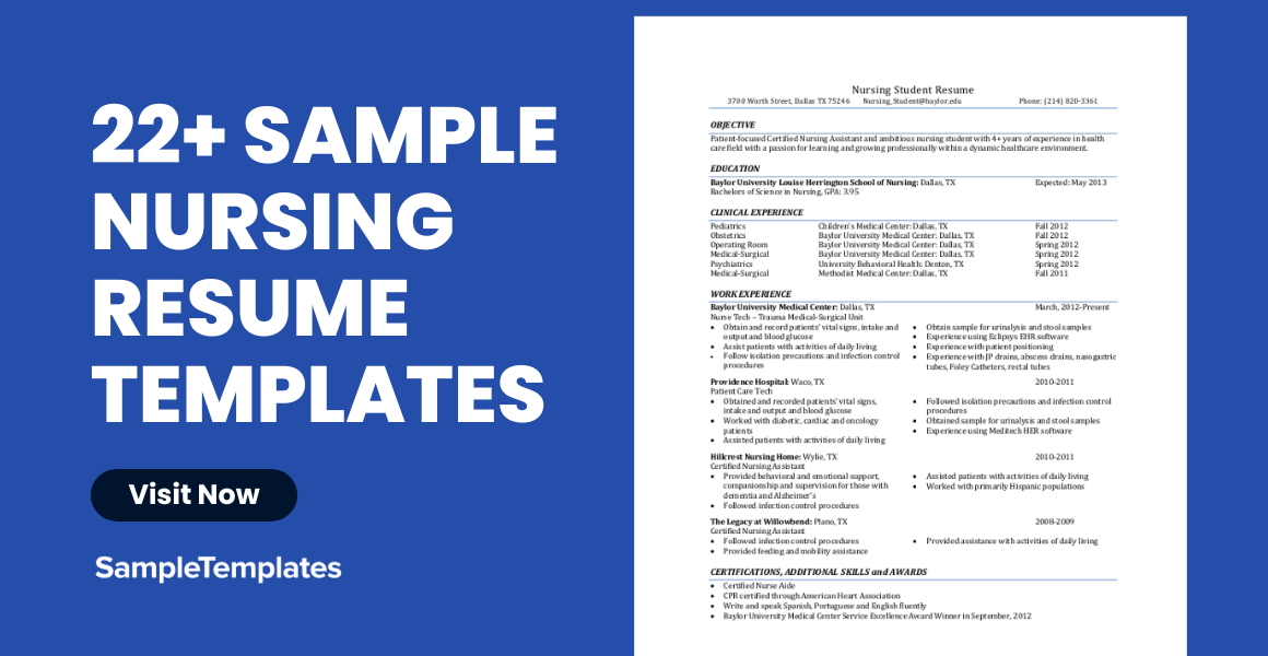sample nursing resume template