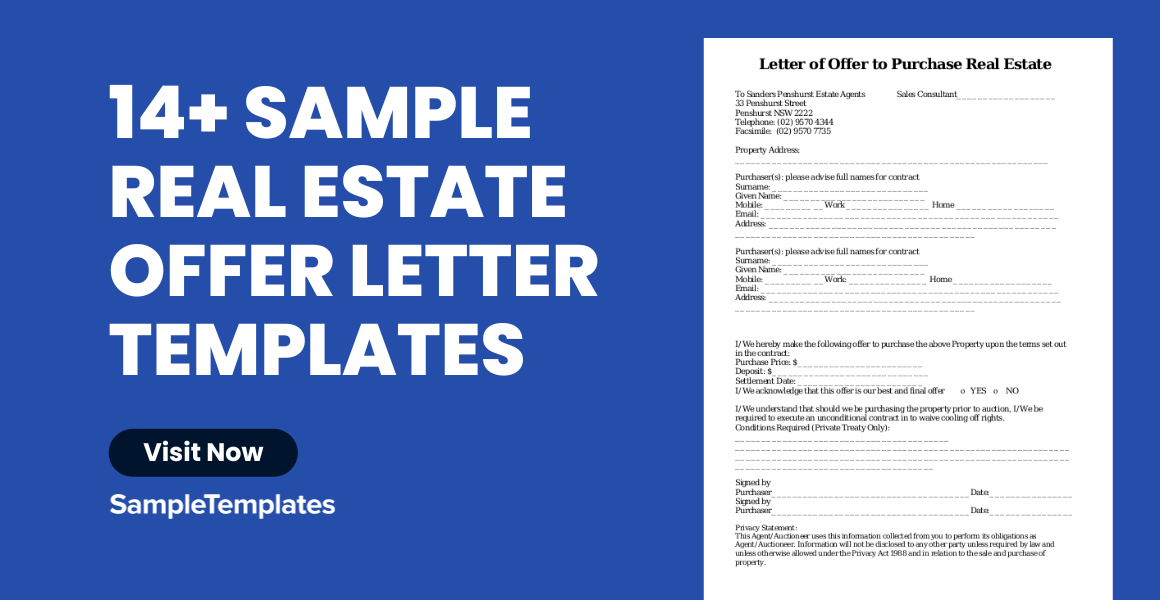 sample real estate offer letter templates