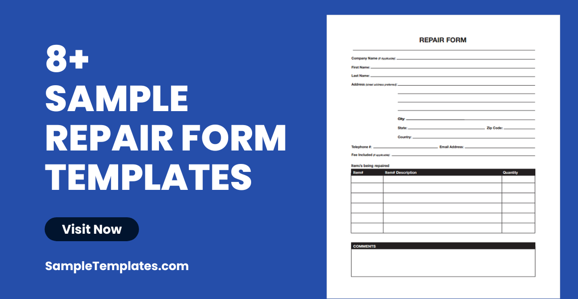sample repair form template