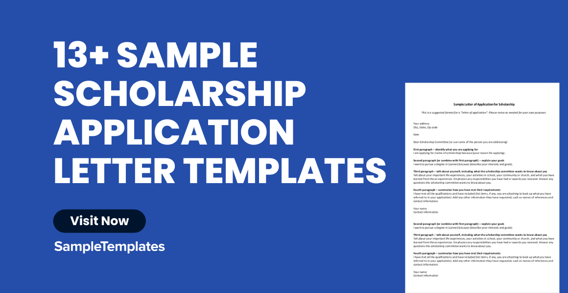 sample scholarship application letter templates