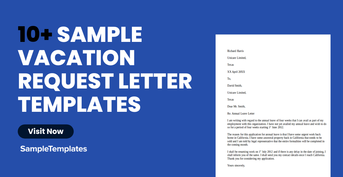 sample vacation request letter template