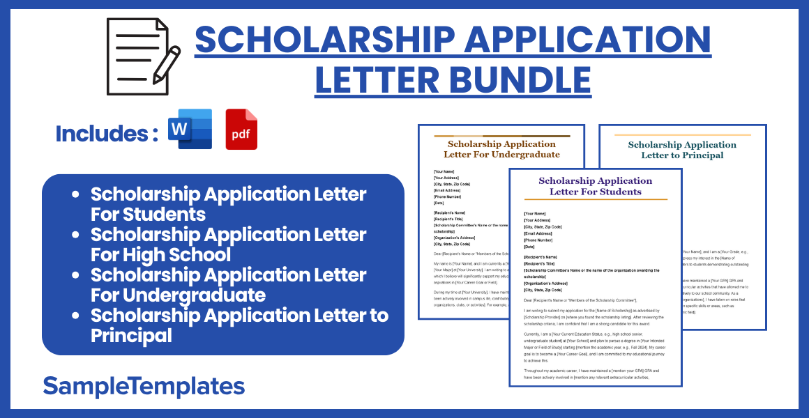 scholarship application letter bundle