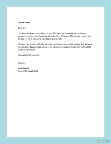 School Transfer Letter Request